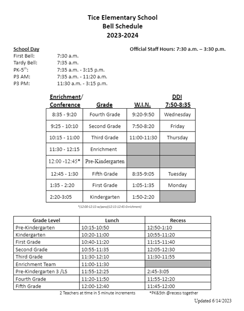Bell Schedule