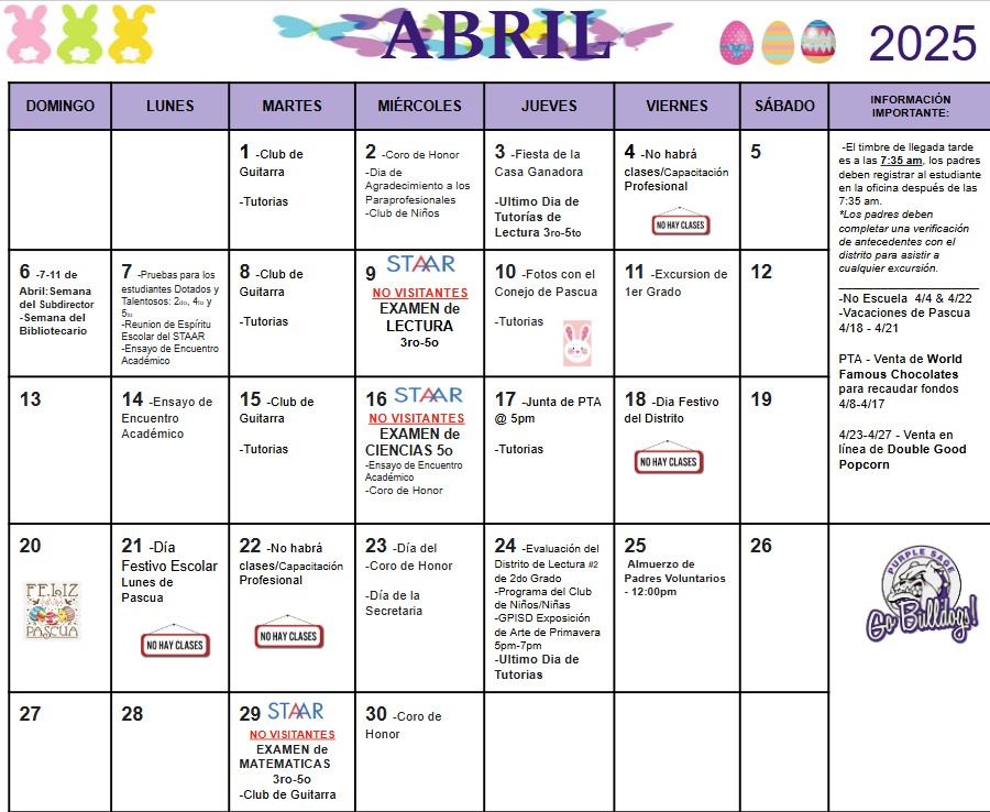  Calendario de Abril