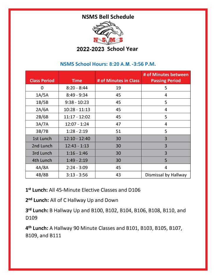 NSMS Bell Schedule