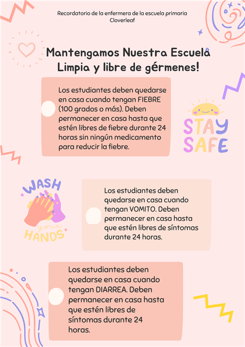Mantengamos nuestra escuela limpia y libre de germenes