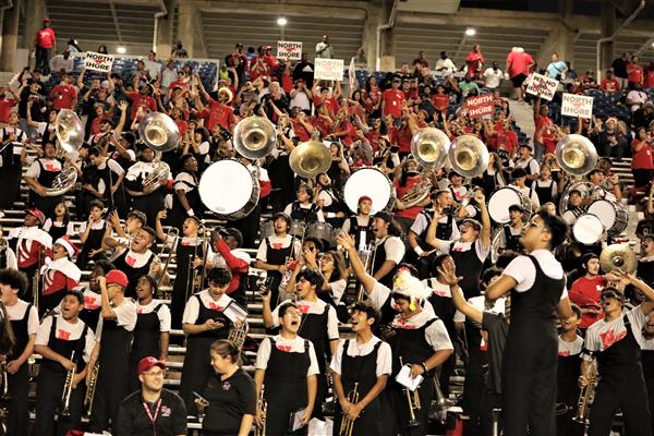 Band cheering after clock counts down for NS win
